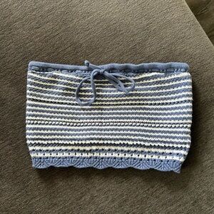 Hollister Blue and White Striped Crop Top